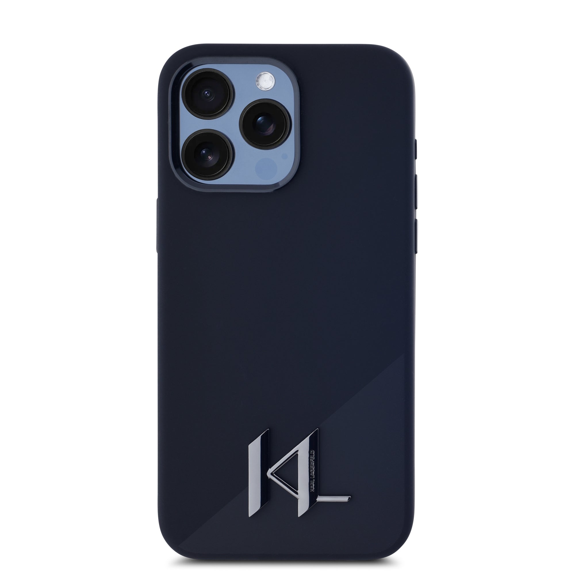 Karl Lagerfeld MagSafe Initial Metal Logo Silicone Case Θήκη προστασίας από σιλικόνη  – iPhone 15 Pro Max (Μαύρο – KLHMP15XSCMKMPCK)