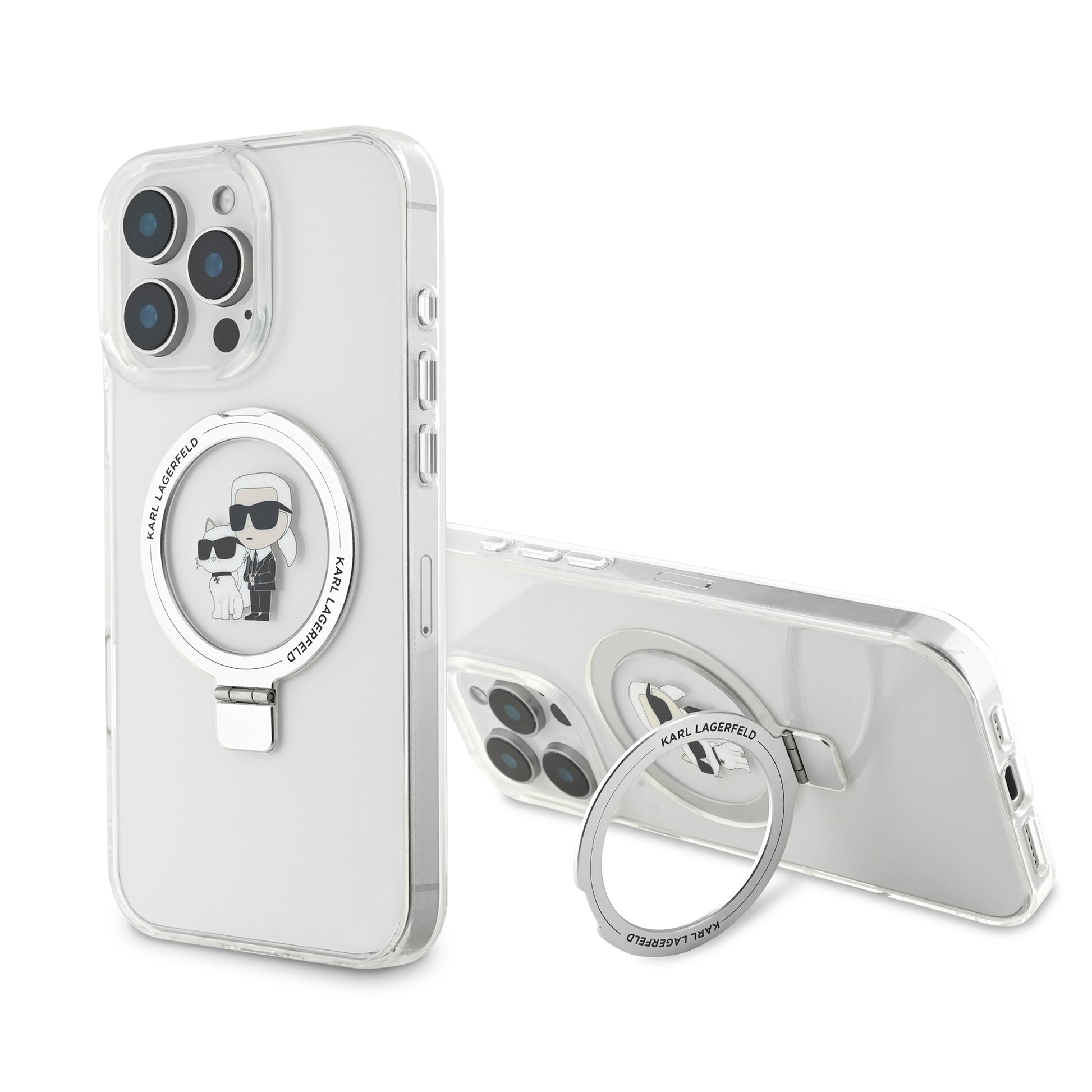 Karl Lagerfeld Magsafe Ringstand Case “Karl + Choupette'S Head” Θήκη Προστασίας Από Σκληρό Πλαστικό Για Iphone 16 Pro (Διάφανη – Klhmp16Lhmrskch) – Θήκη για κινητό από το PhoneBazaar.gr