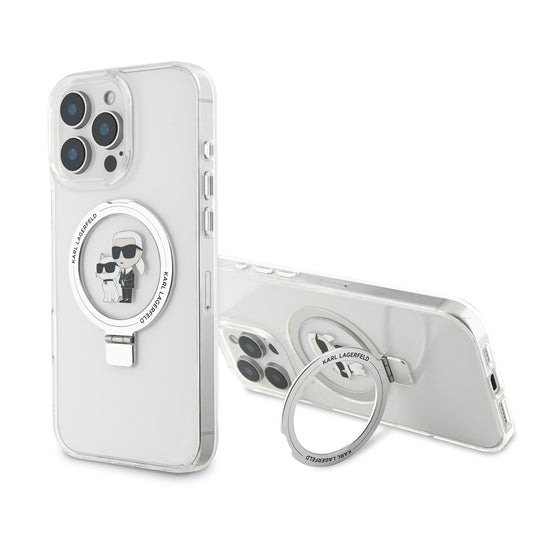 Karl Lagerfeld Magsafe Ringstand Case “Karl + Choupette'S Head” Θήκη Προστασίας Από Σκληρό Πλαστικό Για Iphone 16 Pro (Διάφανη – Klhmp16Lhmrskch) – Θήκη για κινητό από το PhoneBazaar.gr