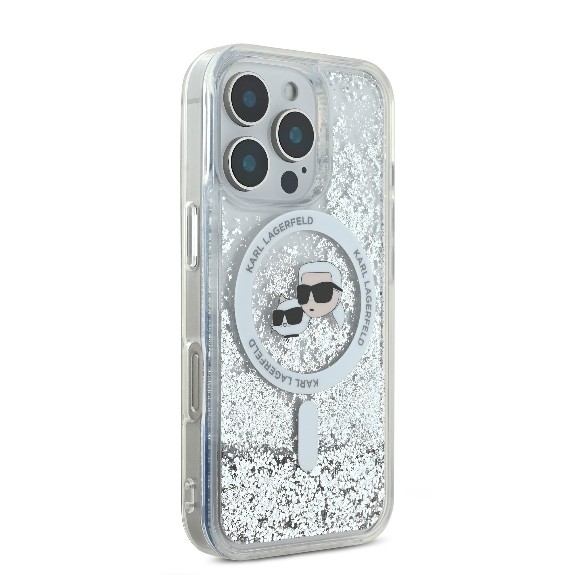 Karl Lagerfeld Magsafe Ringstand Liquid Glitter Hard Case Θήκη προστασίας από σκληρό πλαστικό – iPhone 16 Pro (Glitter Διάφανη – KLHMP16LLGKCSGH)