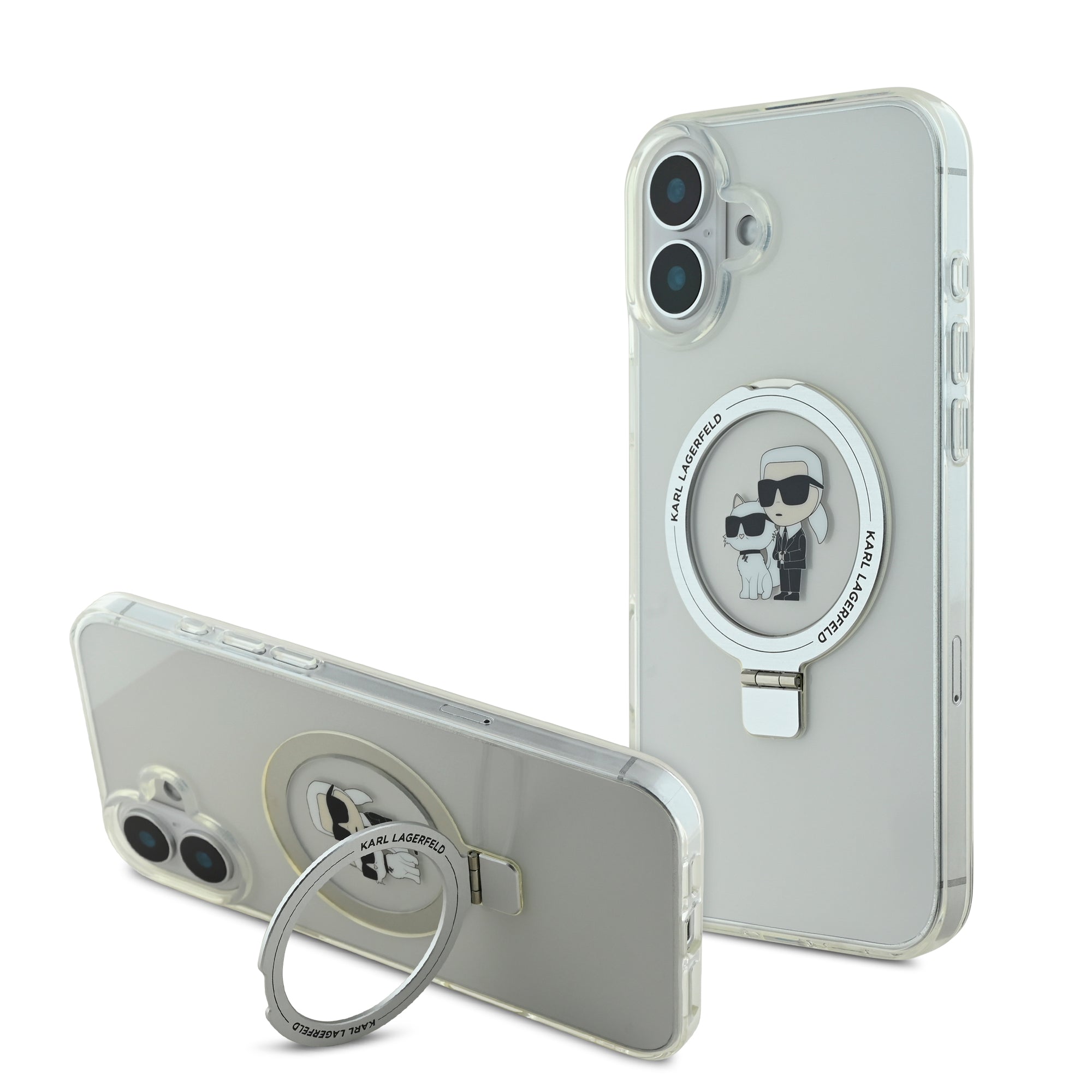 Karl Lagerfeld Magsafe Ringstand Case “Karl + Choupette'S Head” Θήκη Προστασίας Από Σκληρό Πλαστικό Για Iphone 16 Plus (Διάφανη – Klhmp16Mhmrskch) – Θήκη για κινητό από το PhoneBazaar.gr