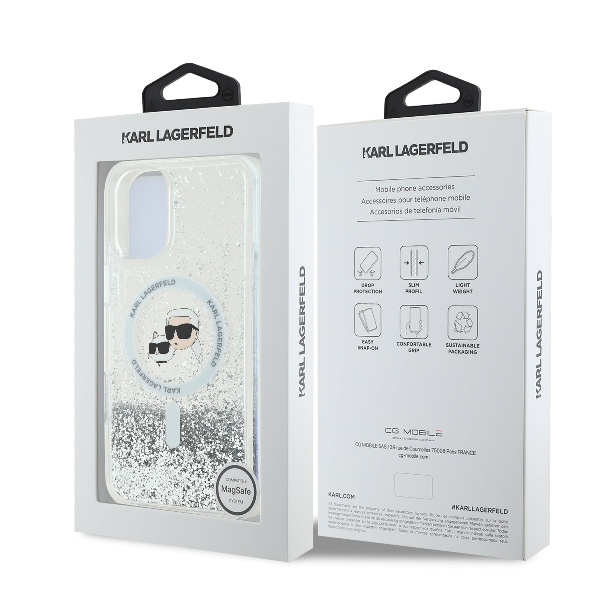 Karl Lagerfeld Magsafe Ringstand Liquid Glitter Hard Case Θήκη προστασίας από σκληρό πλαστικό – iPhone 16 (Glitter Διάφανη – KLHMP16SLGKCSGH)