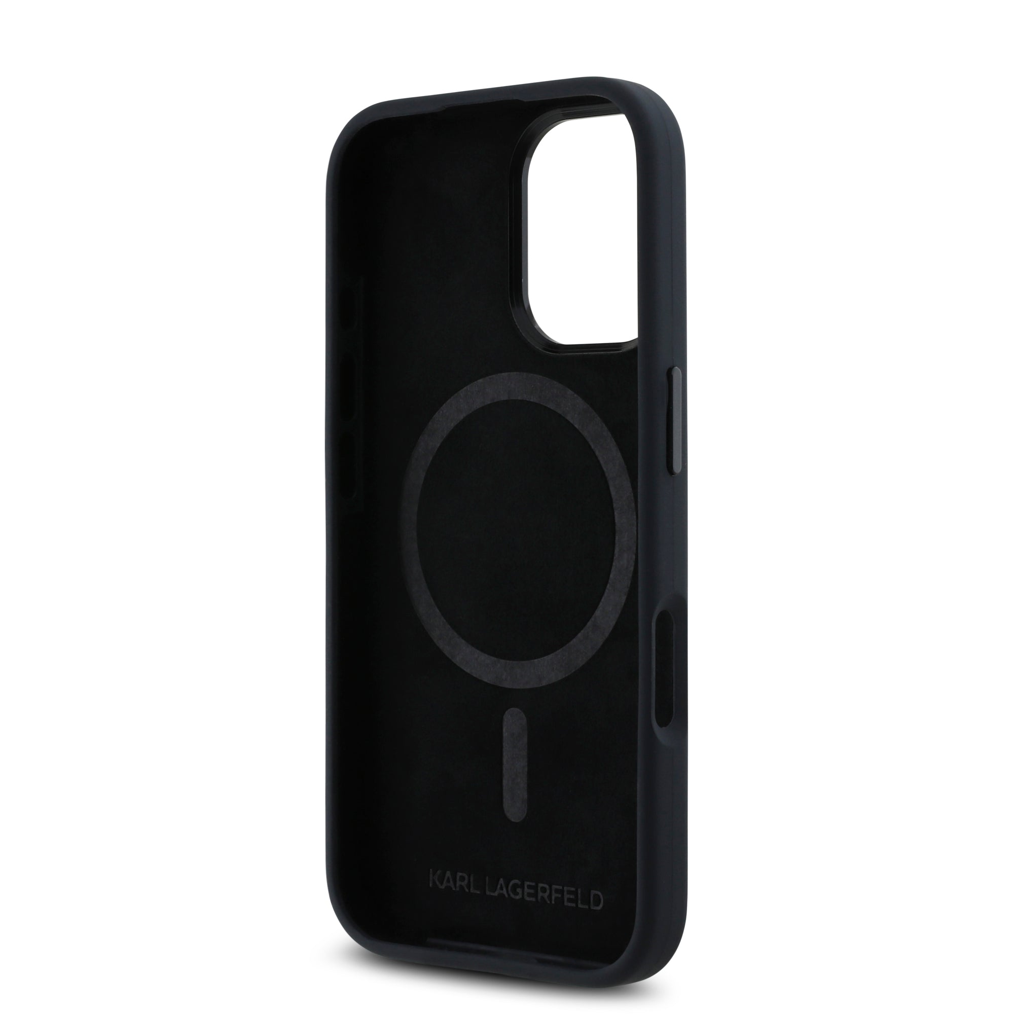 Karl Lagerfeld MagSafe Initial Metal Logo Silicone Case Θήκη προστασίας από σιλικόνη  – iPhone 16 (Μαύρο – KLHMP16SSCMKMPCK)