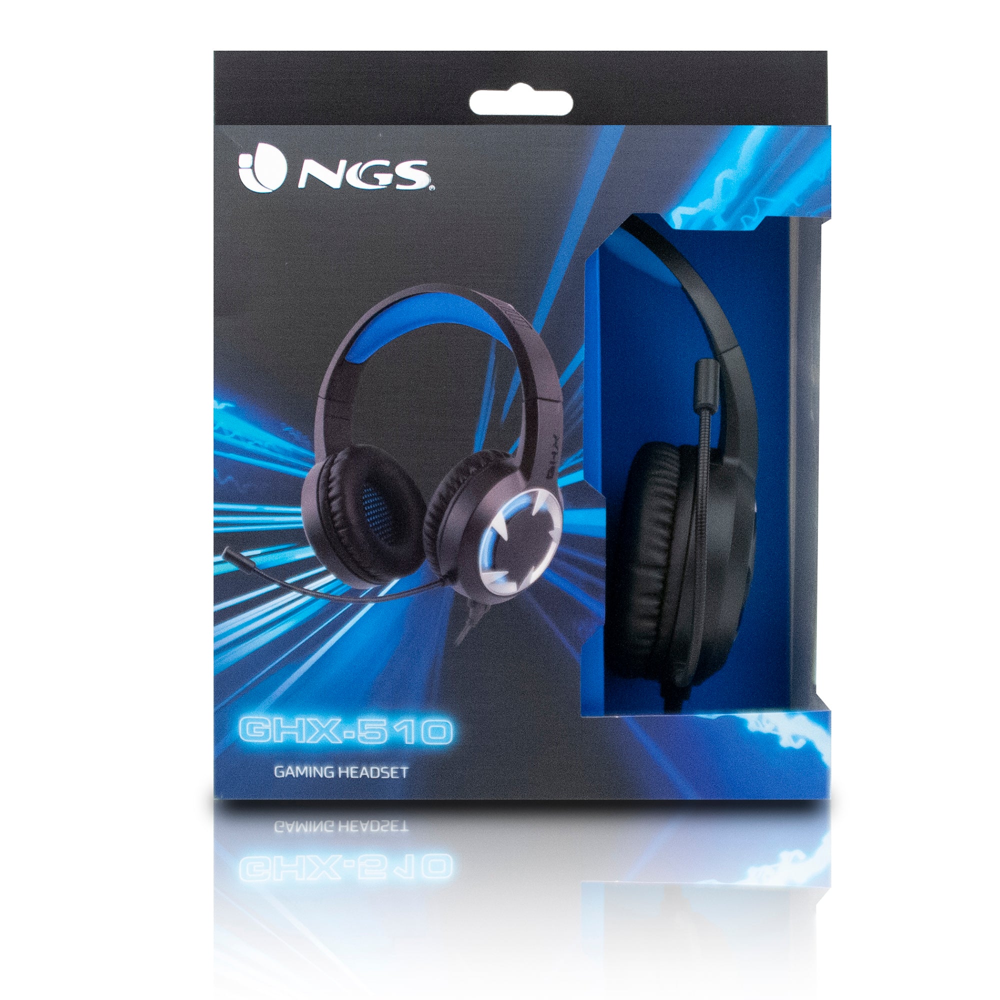 NGS GHX-510 Over Ear Gaming Headset με LED Lights & Volume Control, USB / 3.5mm, σε μαύρο/μπλε χρώμα