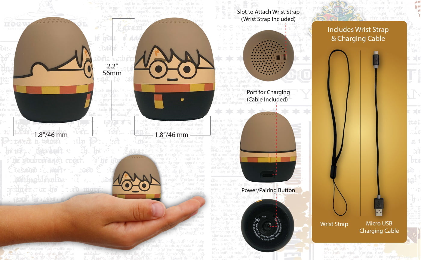eKids Harry Potter Φορητό ηχείο Bluetooth για παιδιά με λουράκι καρπού (Μαύρο/Κίτρινο/Μπεζ)