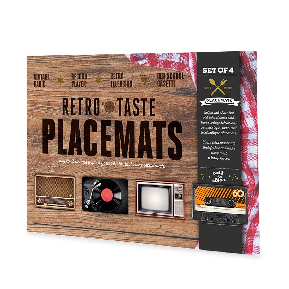 Retro Placemats - Ρετρό Σουπλά - Σετ 4 Τεμαχίων για Μοναδική Διακόσμηση Τραπεζιού