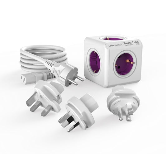 Allocacoc® Powercube |Rewirable| Πολύπριζο 4 Θέσεων & 3X Plugs + Iec Eu Καλώδιο Μωβ - 1801/Derw3P – Θήκη για κινητό από το PhoneBazaar.gr