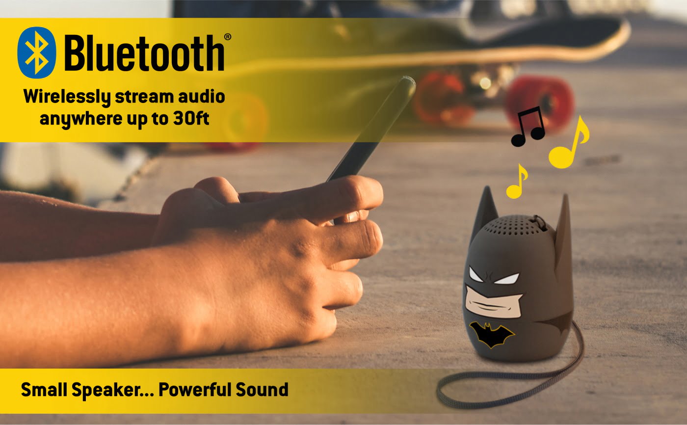 eKids Batman Φορητό ηχείο Bluetooth για παιδιά με λουράκι καρπού (Γκρι/Μαύρο)