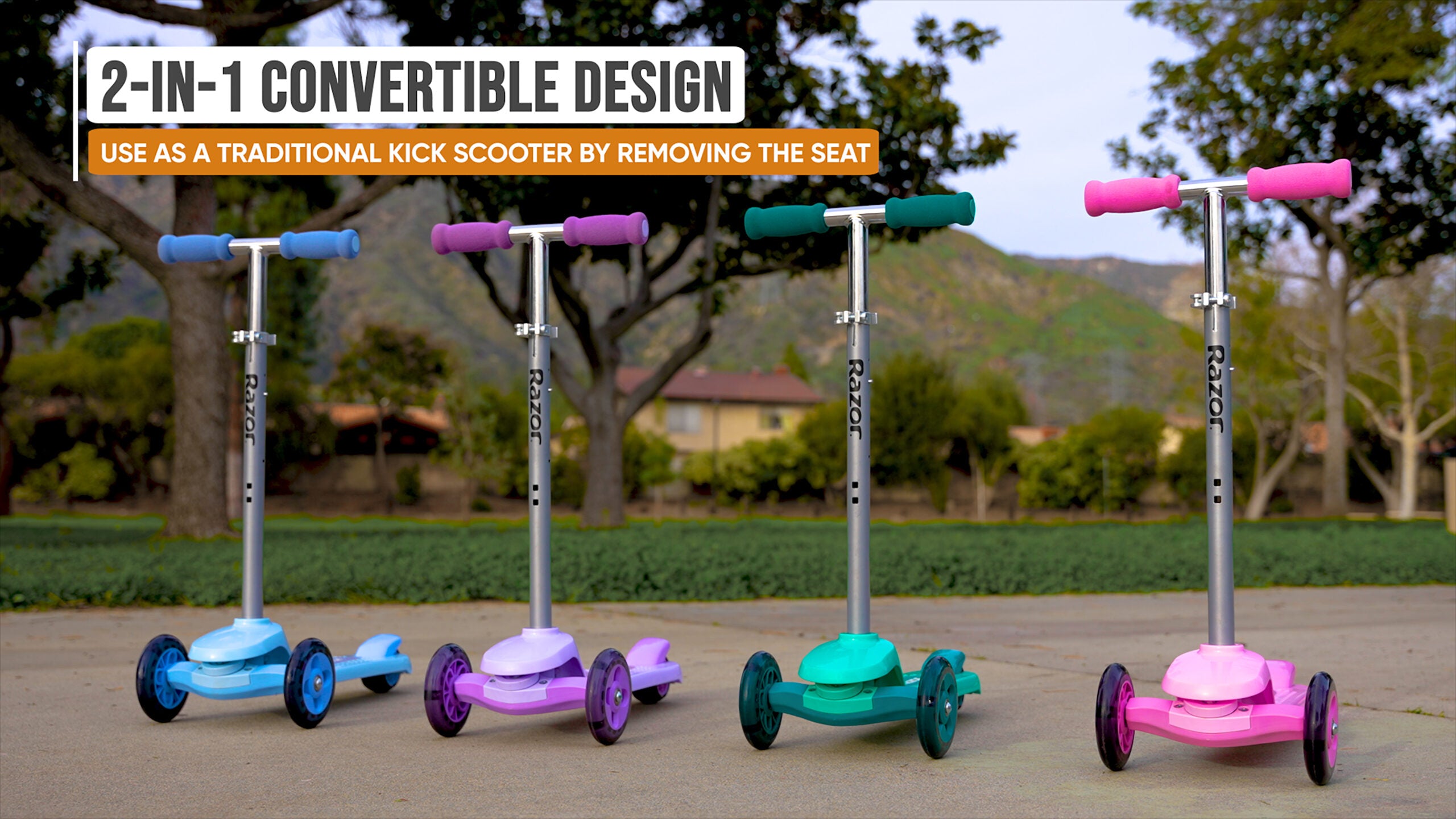 Razor Rollie Τρίτροχο παιδικό πατίνι με αφαιρούμενο καθισματάκι για παιδιά 2,5+ ετών σε χρώμα ροζ