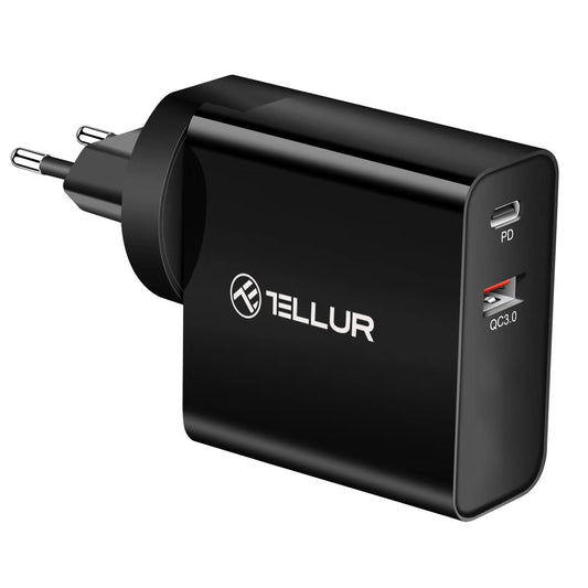 Tellur Pdhc1 Φορτιστής Δύο Θυρών 48W Pd (Pd30W + Qc3.0) 3 Βυσμάτων (Us, Eu, Uk), Σε Μαύρο Χρώμα – Θήκη για κινητό από το PhoneBazaar.gr