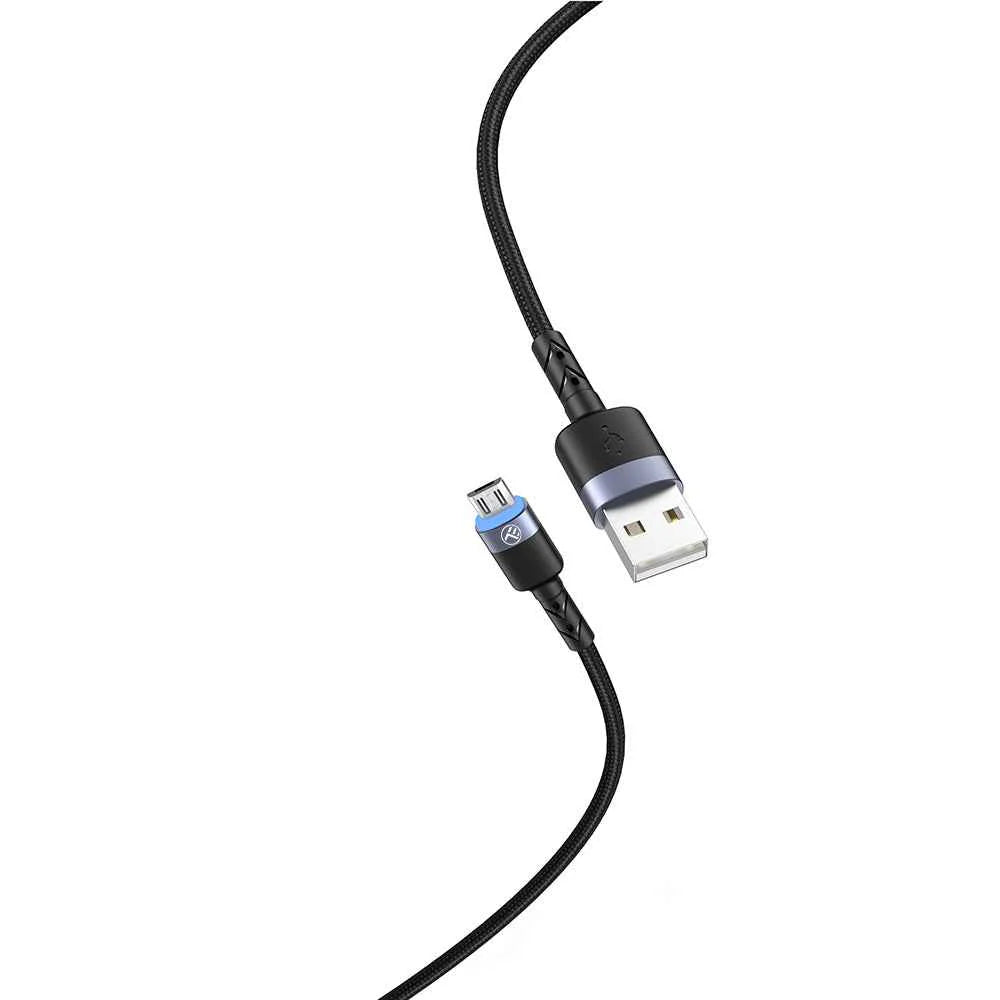 Tellur - Micro USB Cable 3A - Black - Καλώδιο δεδομένων USB σε Micro USB με φως LED, 1,2 μέτρα