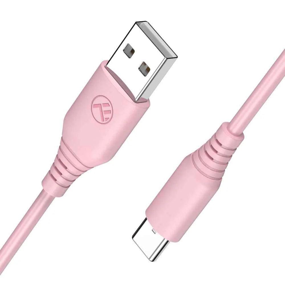 Tellur Σιλικονούχο Καλώδιο USB‑A σε USB‑C, 3 A, 1 m – Ροζ