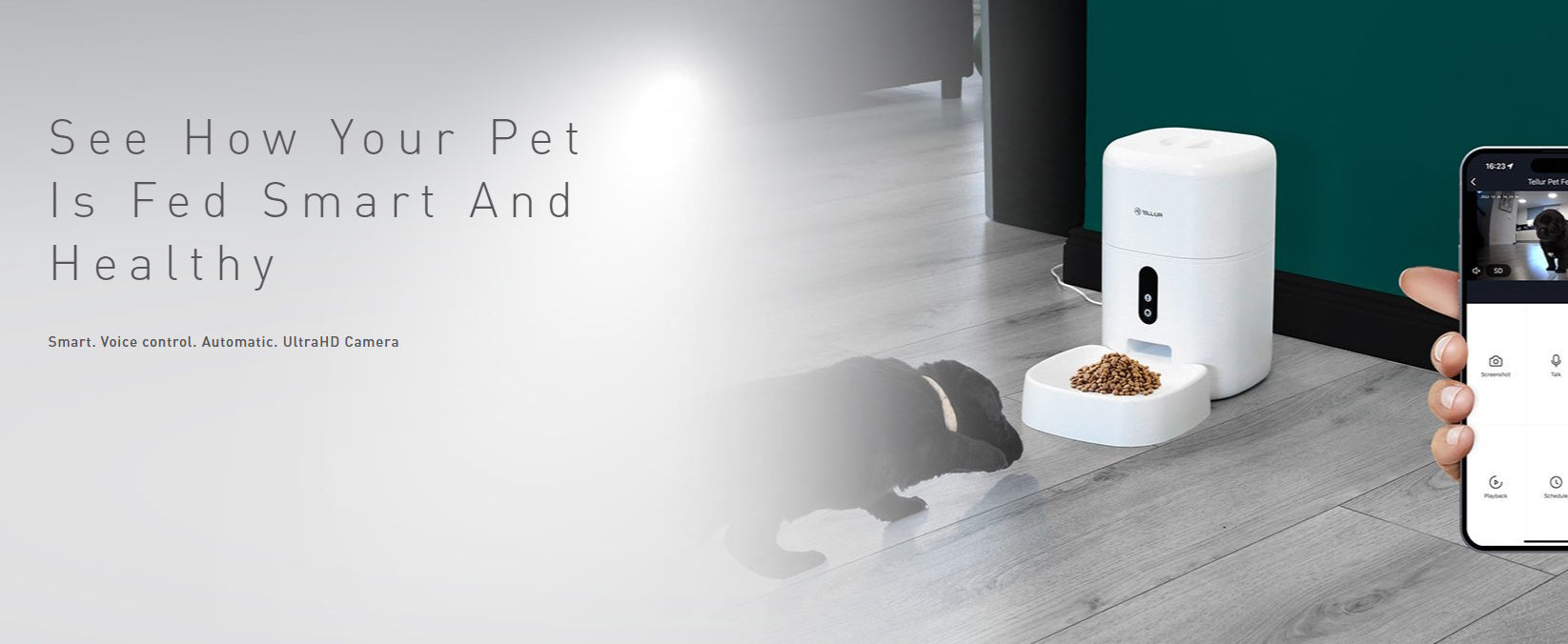 Tellur Smart WiFi Pet Feeder 4L & UltraHD Camera Έξυπνη τηλεχειριζόμενη WiFi Ποτίστρα/ταΐστρα 4 λίτρων Γάτας/Σκύλου με ενσωματωμένη κάμερα σε χρώμα λευκό