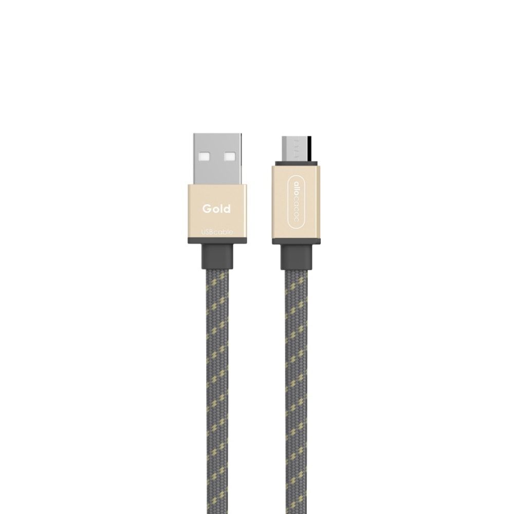 Allocacoc Usbcable |Flat| Αλουμινένιο Πλεκτό Καλώδιο Microusb (1,5 Μέτρο - Χρυσό) – Θήκη για κινητό από το PhoneBazaar.gr