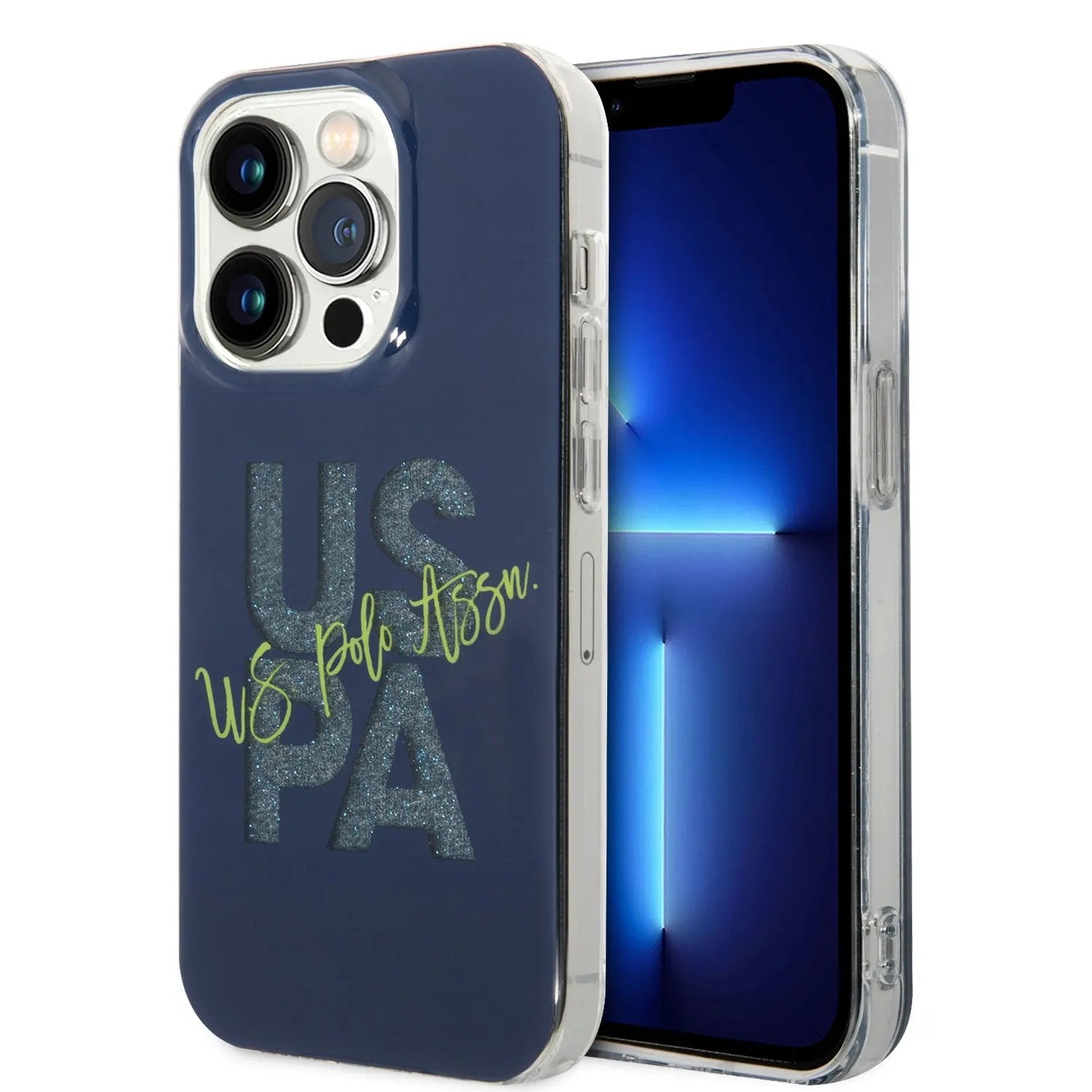 U.S. Polo Assn. Hard Case IML Glitter Script – Θήκη προστασίας από σιλικόνη iPhone 15 Pro (Navy – USHCP15LUGLV) – PhoneBazaar