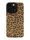 Η θήκη Leopard Animal Print Case για iPhone 12 από το phonebazaar.gr διαθέτει σχέδιο μονάδας κάμερας με τρεις φακούς και φλας, μαζί με εντυπωσιακά μαύρα στίγματα σε χρυσοκαφέ μοτίβο φόντου.