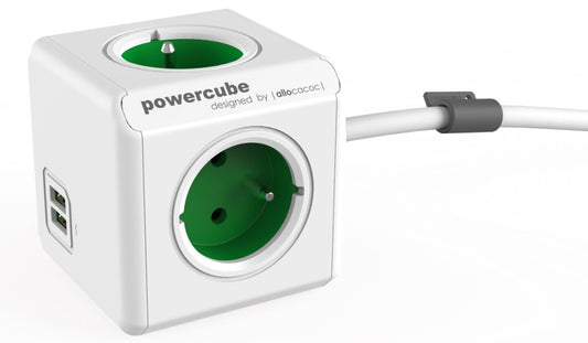 Allocacoc® Powercube | Extended Usb| Πολύπριζο 4 Θέσεων & 2 Usb – Πράσινο – 1406Gn/Deeupc – Θήκη για κινητό από το PhoneBazaar.gr