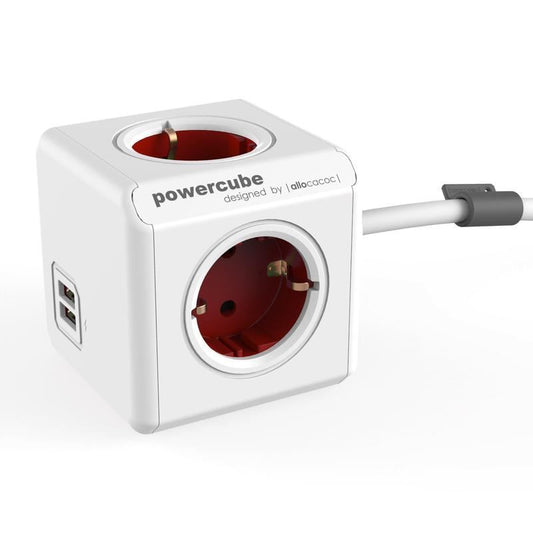 Allocacoc® Powercube | Extended Usb| Πολύπριζο 4 Θέσεων & 2 Usb – Κόκκινο – 1406Rd/Deeupc – Θήκη για κινητό από το PhoneBazaar.gr