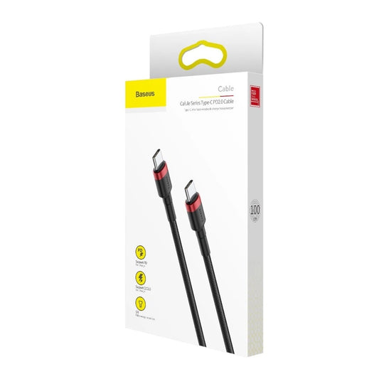 Καλώδιο Baseus Cafule Usb-C Σε Usb-C 1M 60W Pd / Qc 3.0 – Μαύρο Και Κόκκινο – Θήκη για κινητό από το PhoneBazaar.gr