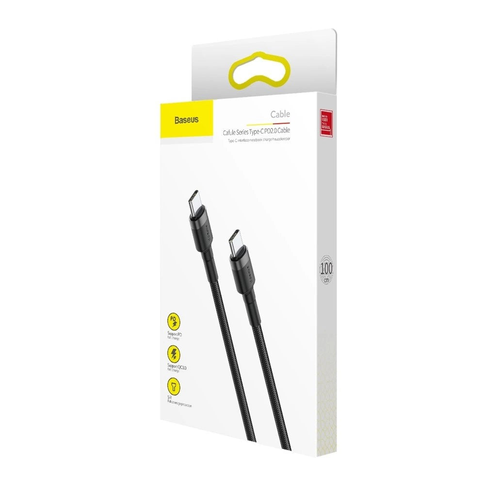 Καλώδιο Baseus Cafule Usb-C Σε Usb-C 1M 60W Pd / Qc 3.0 – Μαύρο Και Γκρι – Θήκη για κινητό από το PhoneBazaar.gr