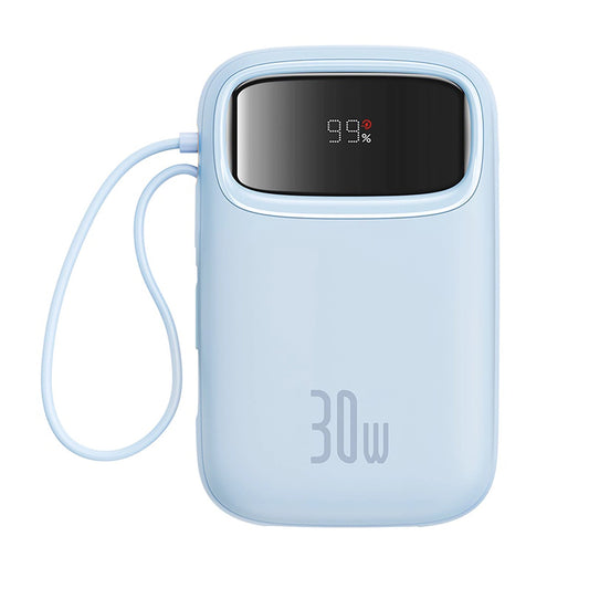 Baseus QPow 2 Powerbank 10.000mAh 30W με Ενσωματωμένα Καλώδια USB-C – Μπλε
