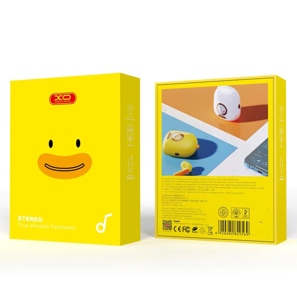 XO G6 TWS Earbuds Bluetooth Handsfree Ακουστικά με Θήκη Φόρτισης Κίτρινα (Pet Series)