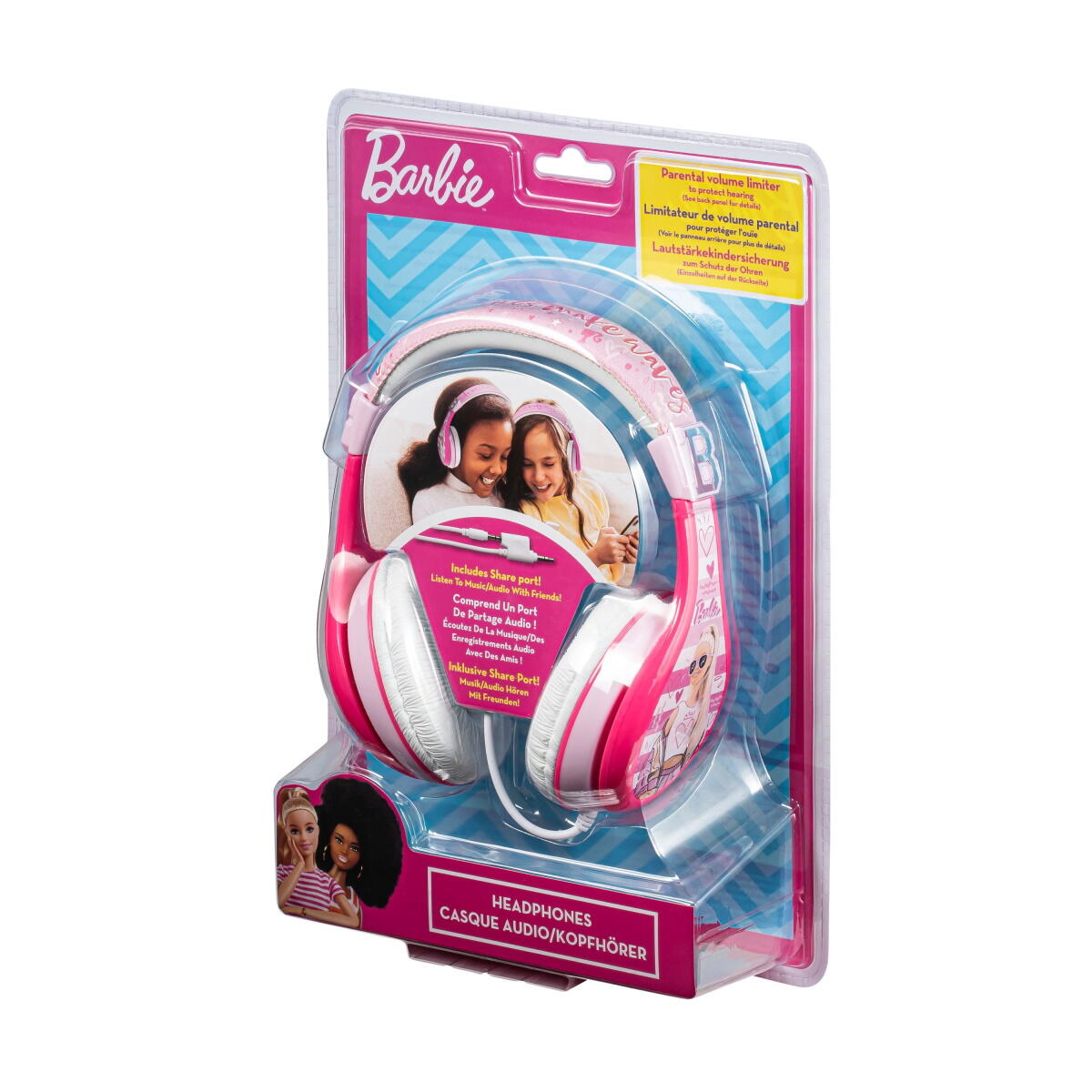 eKids Barbie Ενσύρματα Ακουστικά με ασφαλή μέγιστη ένταση ήχου για παιδιά και εφήβους (BE-140) (Λευκό/Ροζ)