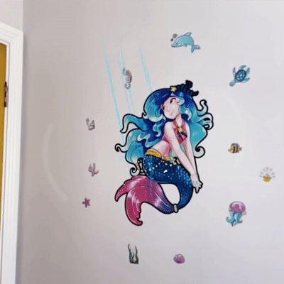 HoloToyz – Majestic Mermaid AR Wall Decals Τεράστιο Αυτοκόλλητο Τοίχου Επαυξημένης πραγματικότητας με εικόνες που ζωντανεύουν σε κινούμενα σχέδια