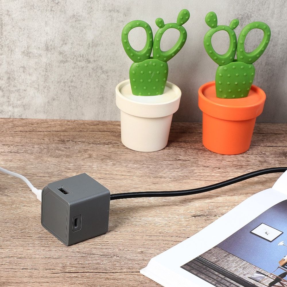 Allocacoc - USBcube - Extended - USB A+C - 1.5m Cable - 65W - Γκρι DH1254GY/EUPD65