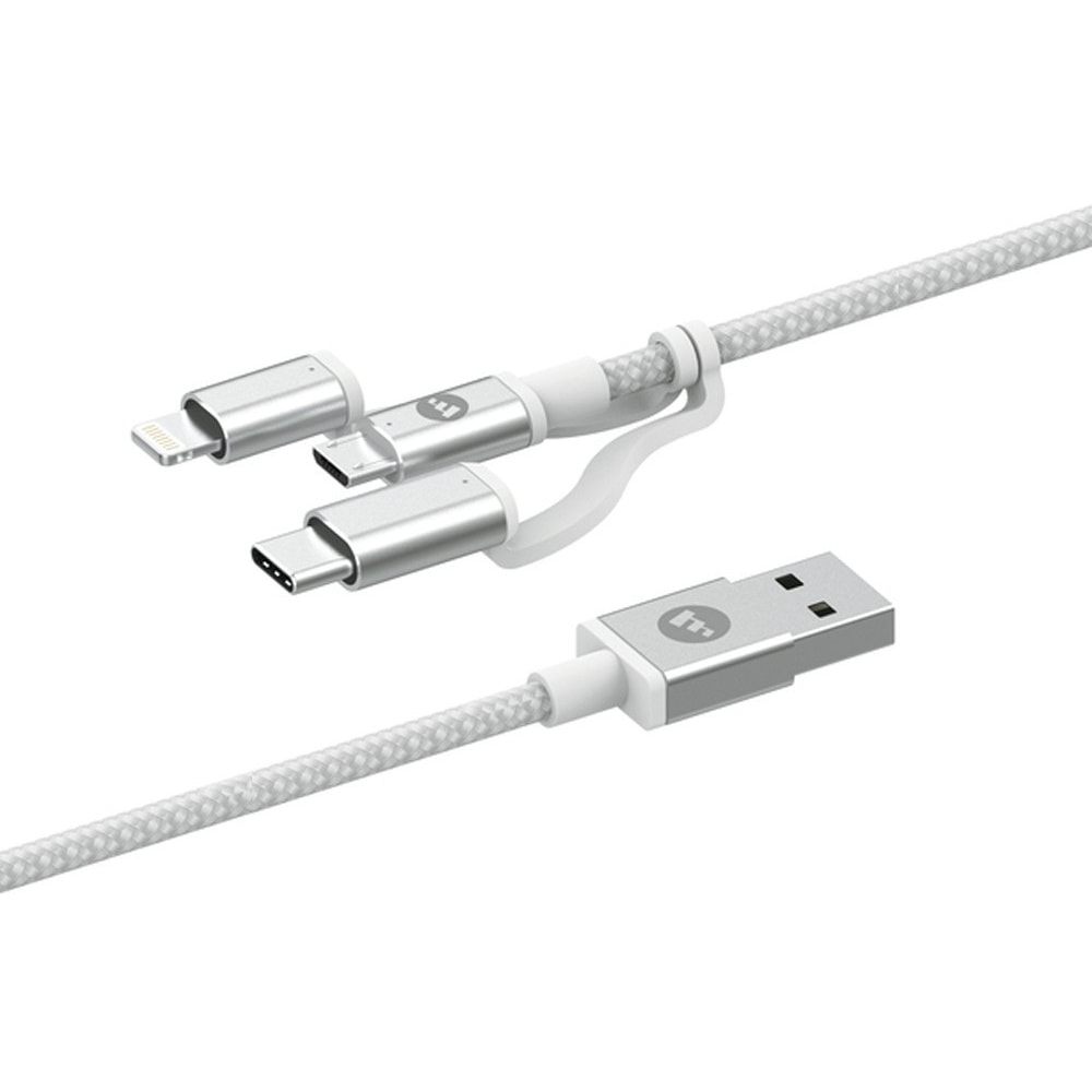 Mophie 3 Σε 1 Charging Cable (Microusb / Usb-C / Lightning) Αλουμινένιο Καλώδιο Δεδομένων (1 Μέτρο – Λευκό) – Θήκη για κινητό από το PhoneBazaar.gr