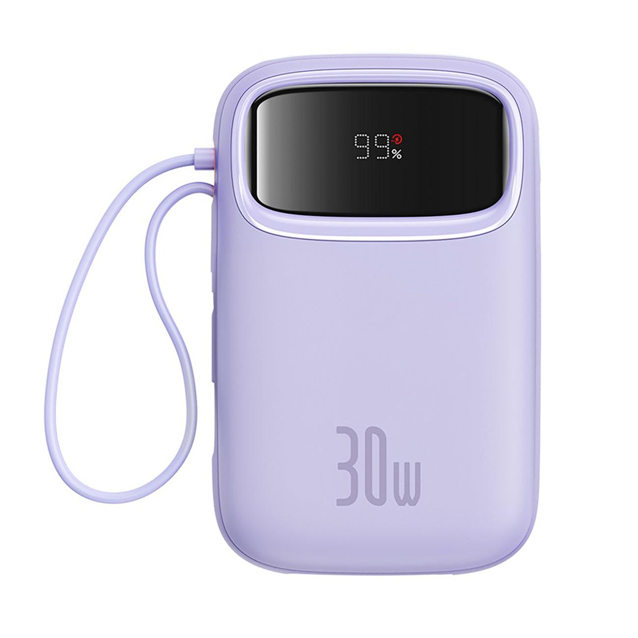 Baseus Qpow 2 30W 10000Mah Power Bank With Built-In Usb-C Cables - Purple – Θήκη για κινητό από το PhoneBazaar.gr