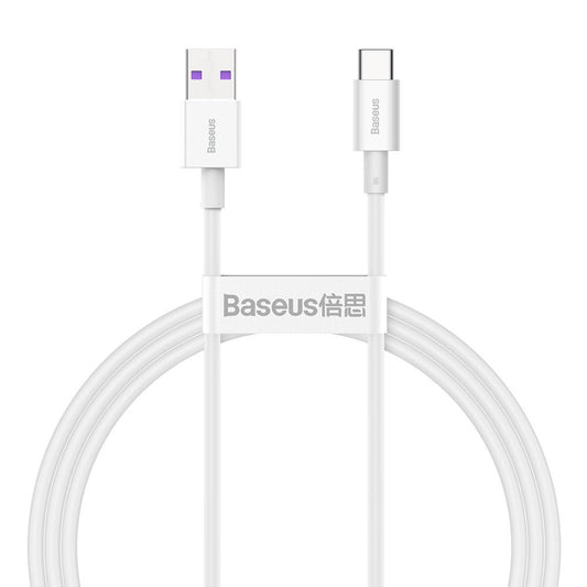 Το Baseus Superior USB Cable (CATYS-02) είναι ένα ανθεκτικό λευκό καλώδιο 1 m με υποδοχές USB-A σε USB-C, που υποστηρίζει γρήγορη φόρτιση έως 66 W και μεταφορά αρχείων στα 480 MB/s. Είναι όμορφα κουλουριασμένο και ασφαλισμένο με μια ταινία που φέρει το λογότυπο "Baseus".