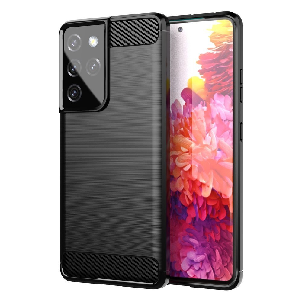 Carbon Θήκη Εύκαμπτο Κάλυμμα Tpu Θήκη Για Samsung Galaxy S21 Ultra 5G Black – Θήκη για κινητό από το PhoneBazaar.gr
