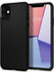 Εμφανίζεται η θήκη Spigen Liquid Air iPhone 11 σε Μαύρο Ματ, με γεωμετρικό τρίγωνο και ανθεκτικότητα στρατιωτικής ποιότητας. Στην οθόνη εμφανίζεται το 