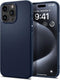 Η θήκη Spigen Liquid Air Case για iPhone 15 Pro, σε μπλε χρώμα, προσφέρει σκληρή κατασκευή και ανθεκτικότητα στρατιωτικής ποιότητας με ανάγλυφη επιφάνεια. Εμφανίζοντας την ένδειξη 