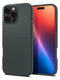 Η θήκη Spigen Liquid Air Case για iPhone 16 Pro Max σε ανάγλυφο πράσινο είναι κατασκευασμένη από premium ματ TPU, με τριγωνικό σχέδιο λαβής και εξαιρετική απορρόφηση κραδασμών. Η οθόνη εμφανίζει μια ζωντανή κλίση κόκκινου, πορτοκαλί και μπλε αποχρώσεων. Το τηλέφωνο διαθέτει τριπλές πίσω κάμερες.