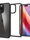 Η θήκη Spigen Ultra Hybrid iPhone 16 Pro σε Μαύρο Ματ είναι σχεδιασμένη για ασύρματη φόρτιση, εμφανίζεται προσαρτημένη σε ένα iPhone που εμφανίζει μια ζωντανή αφηρημένη οθόνη και χωριστά, τονίζοντας τη σχεδίαση και την αποκοπή της κάμερας.