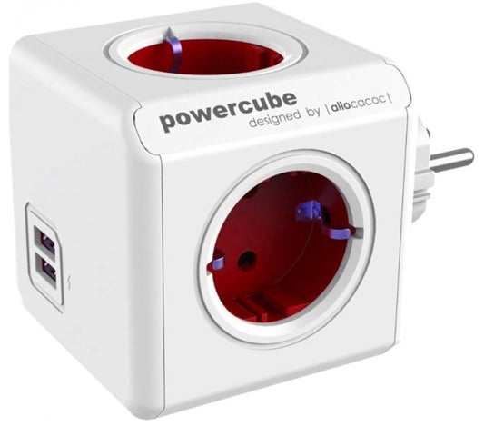 Allocacoc® Powercube |Original Usb| Πολύπριζο 4 Θέσεων & 2 Usb - Κόκκινο - 1202Rd/Deoupc – Θήκη για κινητό από το PhoneBazaar.gr