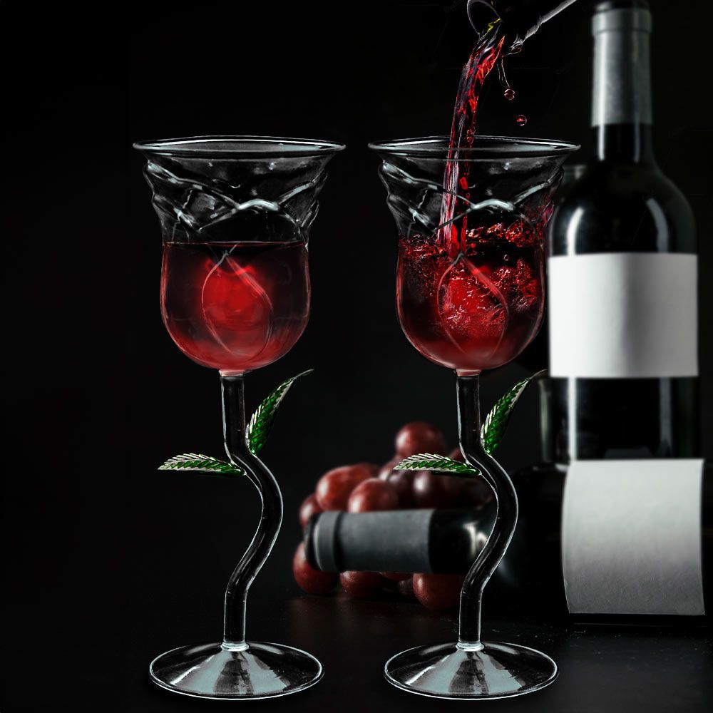 Rose Wine Glass Set – Σετ Ποτηριών Κρασιού με Τριαντάφυλλο