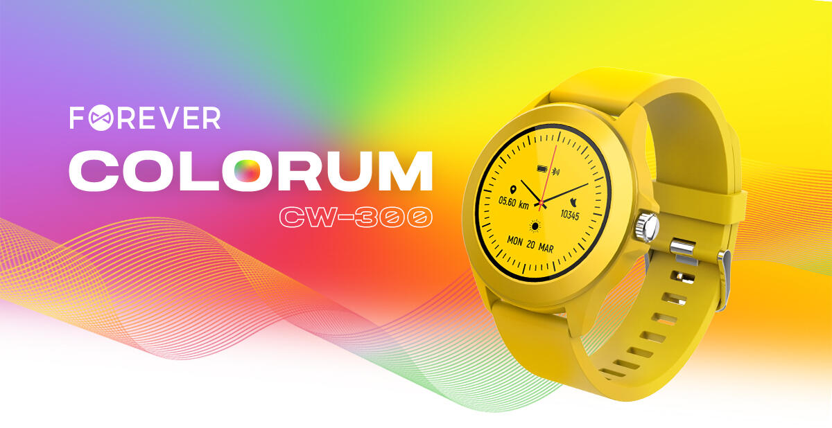 Forever Smartwatch με παλμογράφο Colorum CW-300 xYellow σε κίτρινο χρώμα