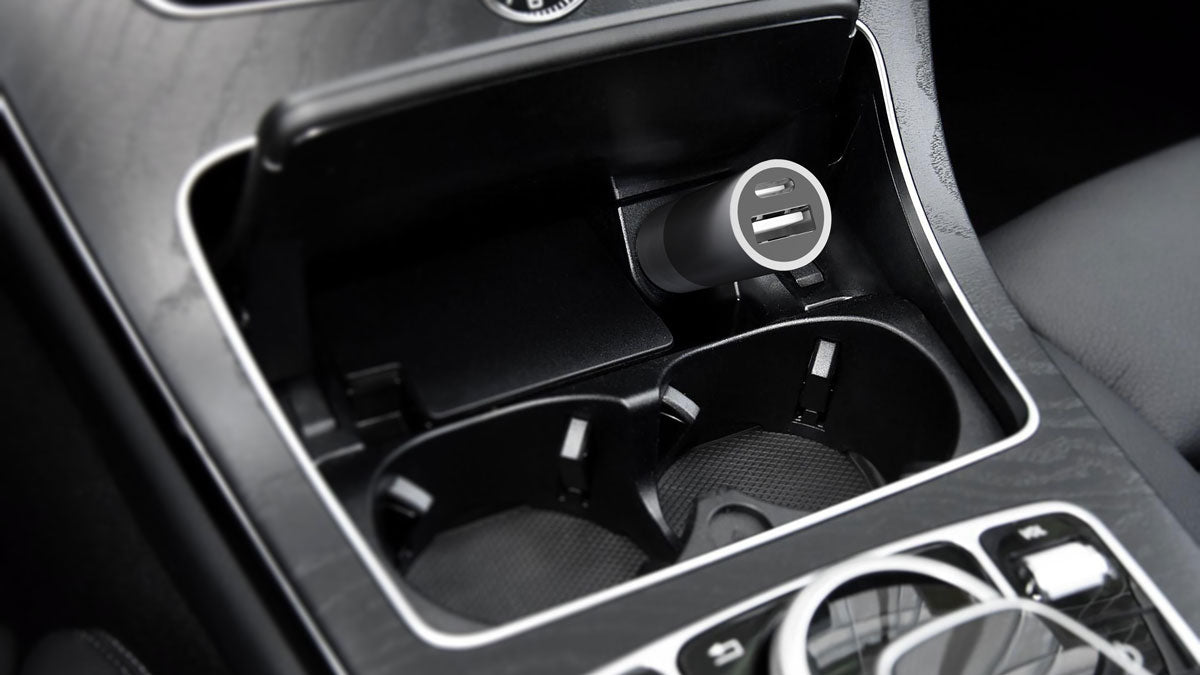 Designnest CarCharger |USB-C| Διπλός USB φορτιστής αυτοκινήτου (ασημί)