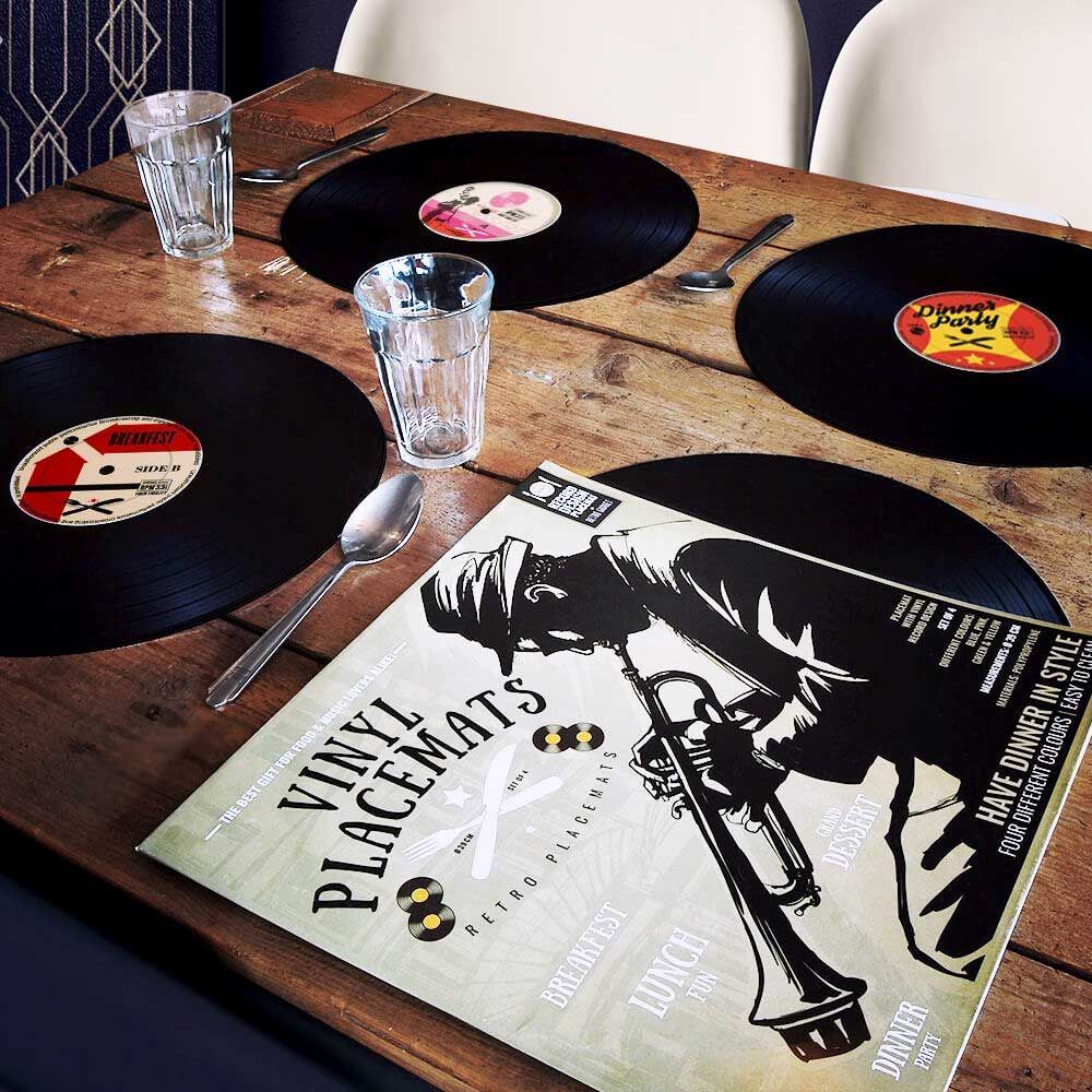 Vinyl Placemats - Σουπλά Βινυλίου - Σετ 4 Τεμαχίων για Λάτρεις της Μουσικής