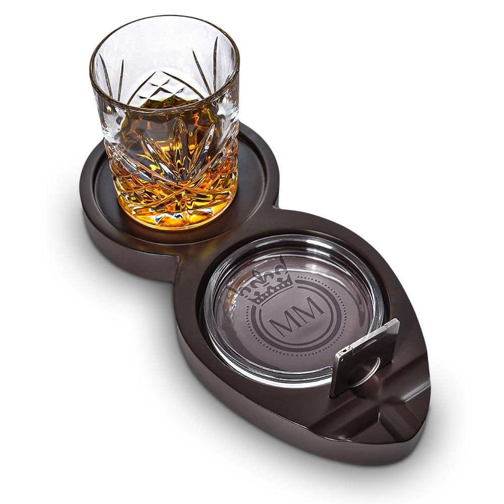 Whiskey & Cigar Tray – Ξύλινος Δίσκος Για Ουίσκι & Πούρο – Θήκη για κινητό από το PhoneBazaar.gr